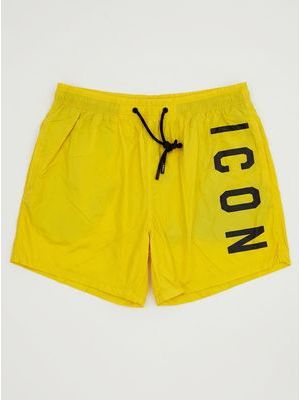 1. Solid color swimsuit with logo Yellow