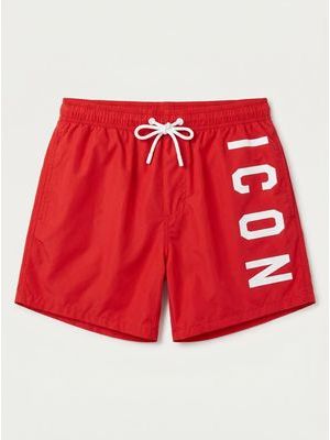 1. Solid color swimsuit with logo Red