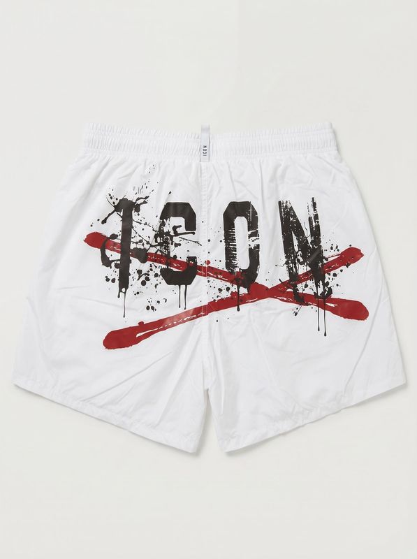 2. Solid color swimsuit with logo White Icon iuw003