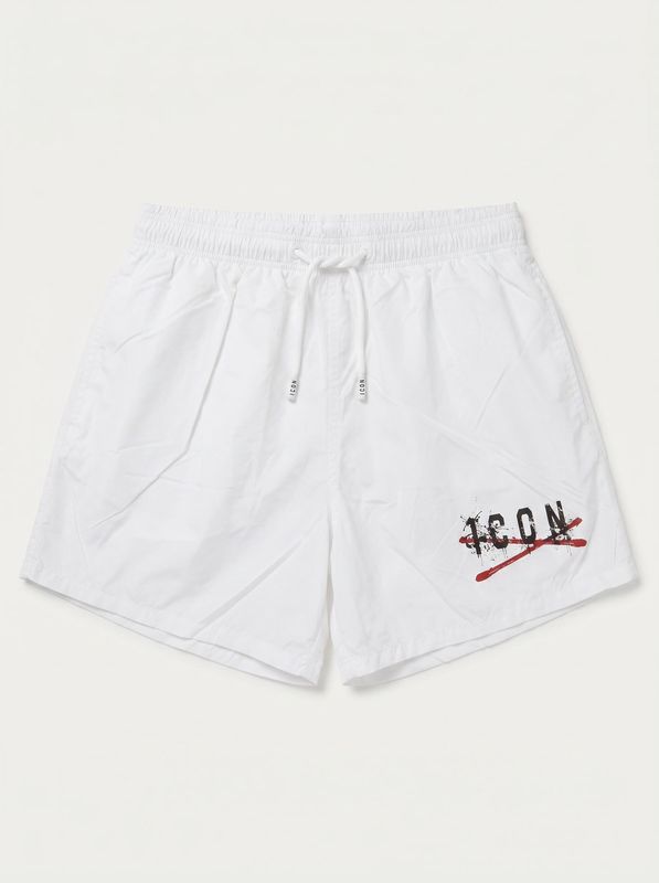 Solid color swimsuit with logo White Icon