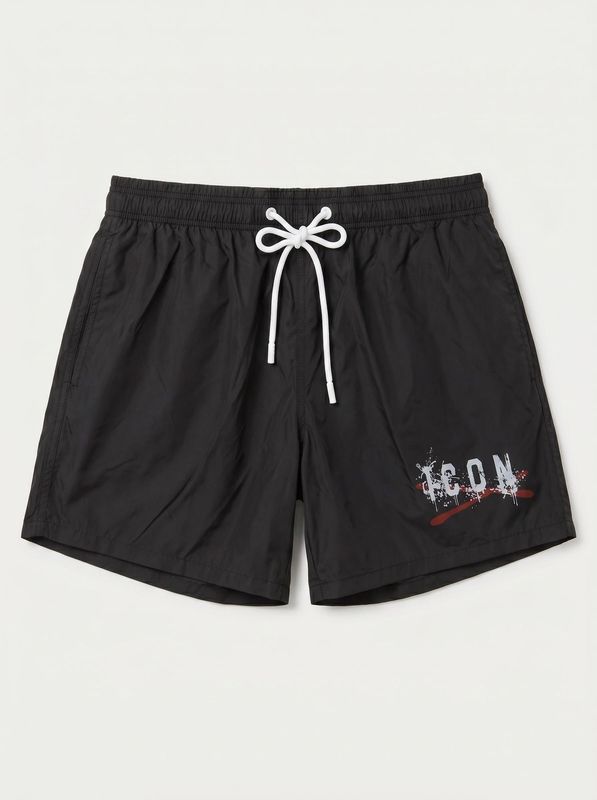 1. Solid color swimsuit with logo Black Icon iuw003