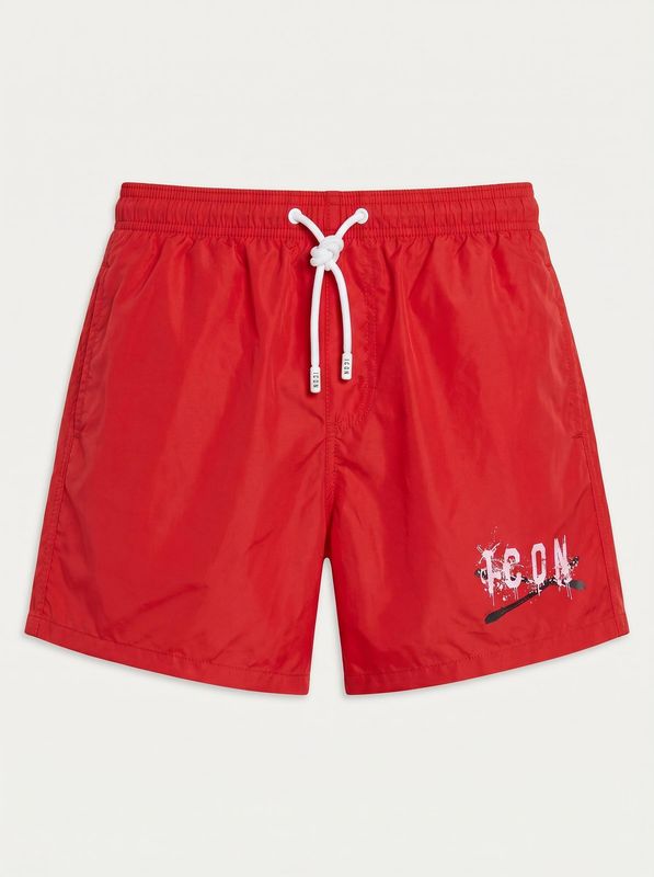 Solid color swimsuit with logo Red Icon