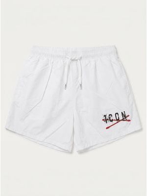 1. Solid color swimsuit with logo White