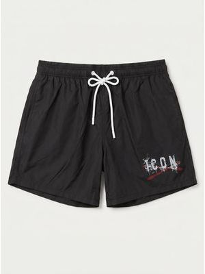 1. Solid color swimsuit with logo Black