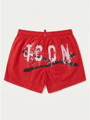 2. Solid color swimsuit with logo Red