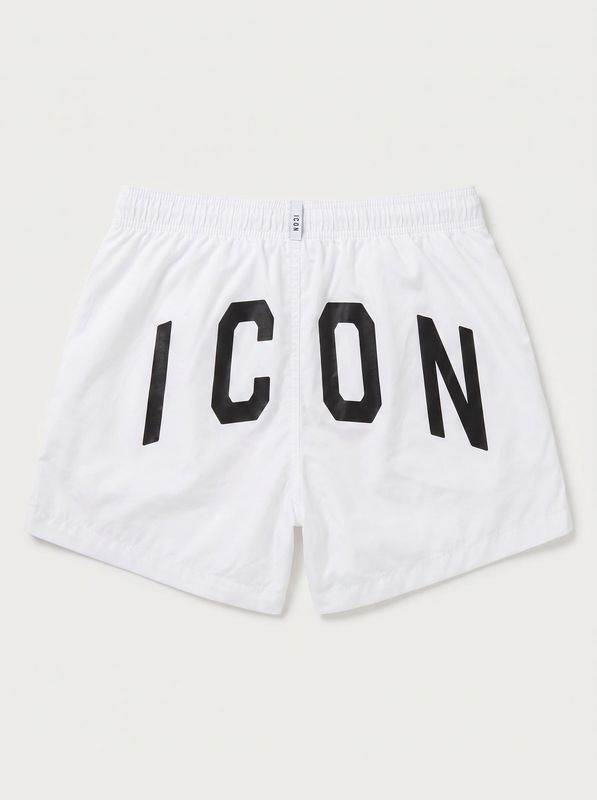 2. Solid color swimsuit with logo White Icon iuw001