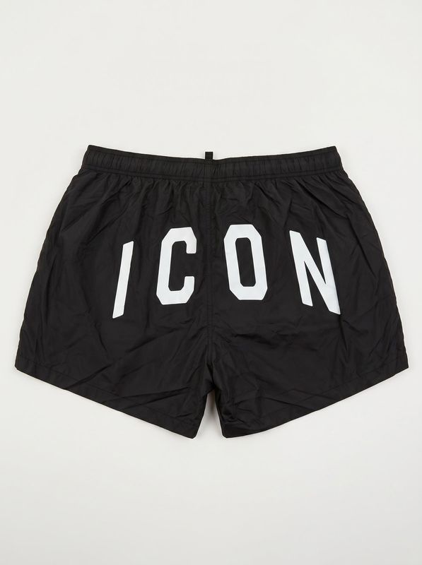 2. Solid color swimsuit with logo Black Icon iuw001