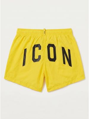2. Solid color swimsuit with logo Yellow