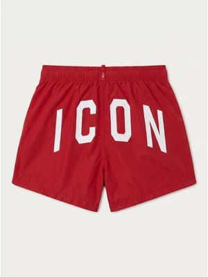 2. Solid color swimsuit with logo Red