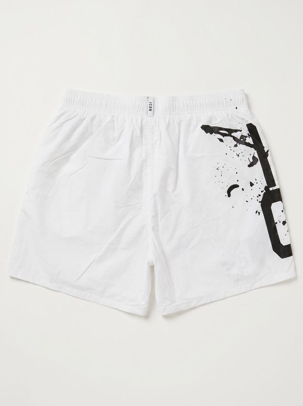 2. Solid color swimsuit with logo White Icon iuw004