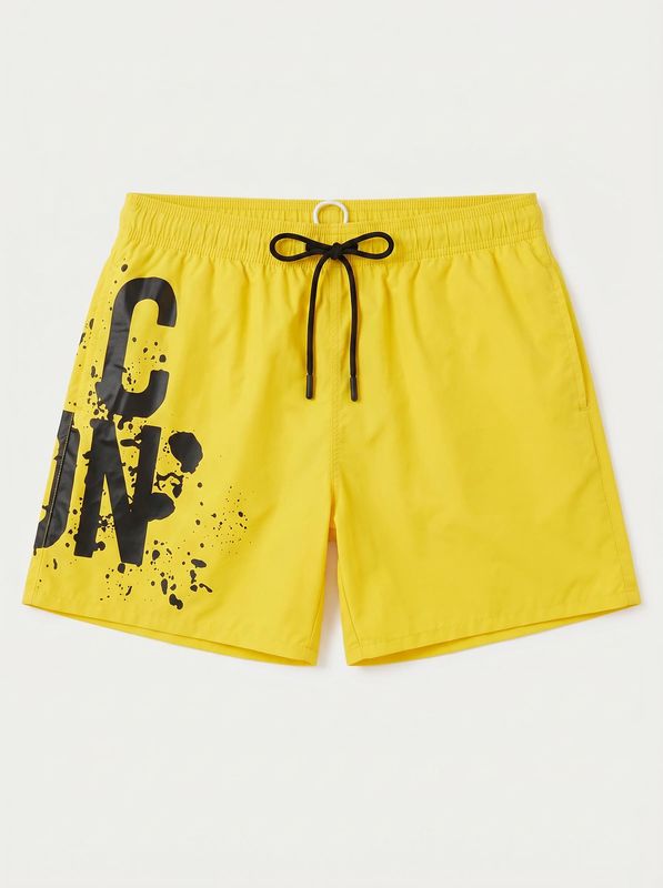 Solid color swimsuit with logo Yellow Icon