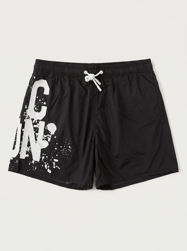 Solid color swimsuit with logo Black Icon