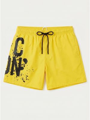 1. Solid color swimsuit with logo Yellow