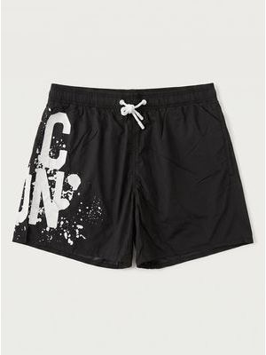 1. Solid color swimsuit with logo Black