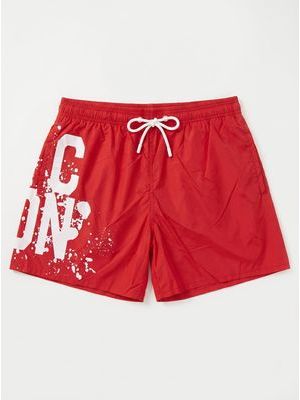 1. Solid color swimsuit with logo Red