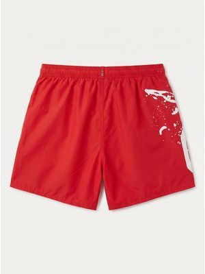 2. Solid color swimsuit with logo Red