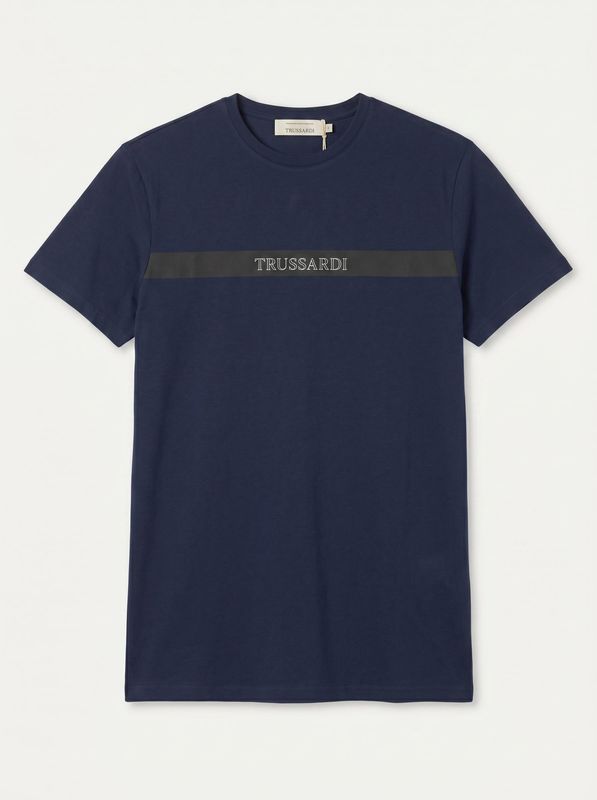 Plain T-shirt with logo Blue Trussardi