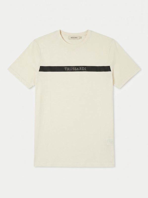Plain T-shirt with logo Cream Trussardi