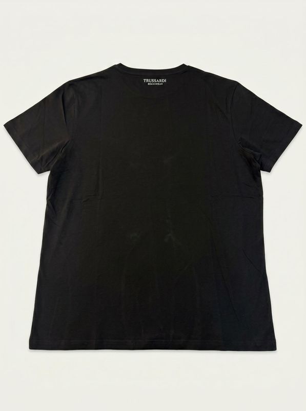 2. Plain T-shirt with logo Black Trussardi tru26mts03