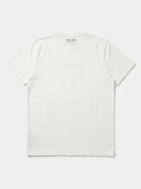 2. Plain T-shirt with central logo White Trussardi tru26mts01