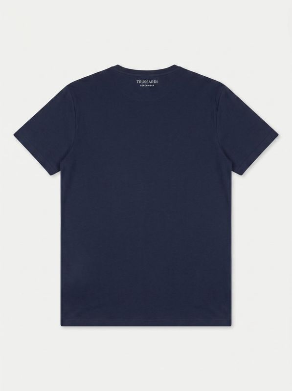 2. Plain T-shirt with central logo Blue Trussardi tru26mts01