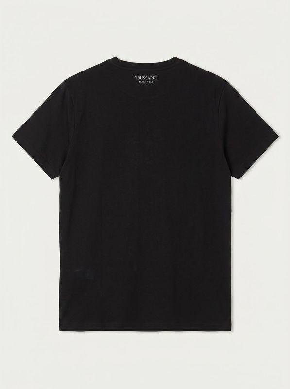 2. Plain T-shirt with central logo Black Trussardi tru26mts01