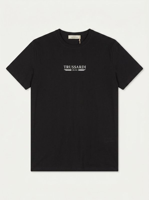 Plain T-shirt with central logo Black Trussardi