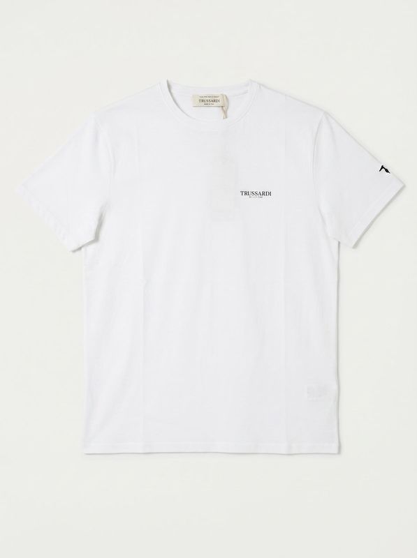 Plain T-shirt with side logo White Trussardi