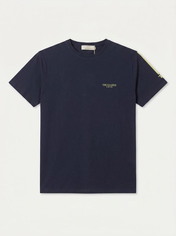 Plain T-shirt with side logo Blue Trussardi