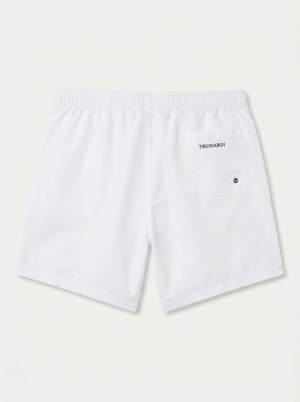 2. Solid color swimwear with side logo White Trussardi tru26mbm02