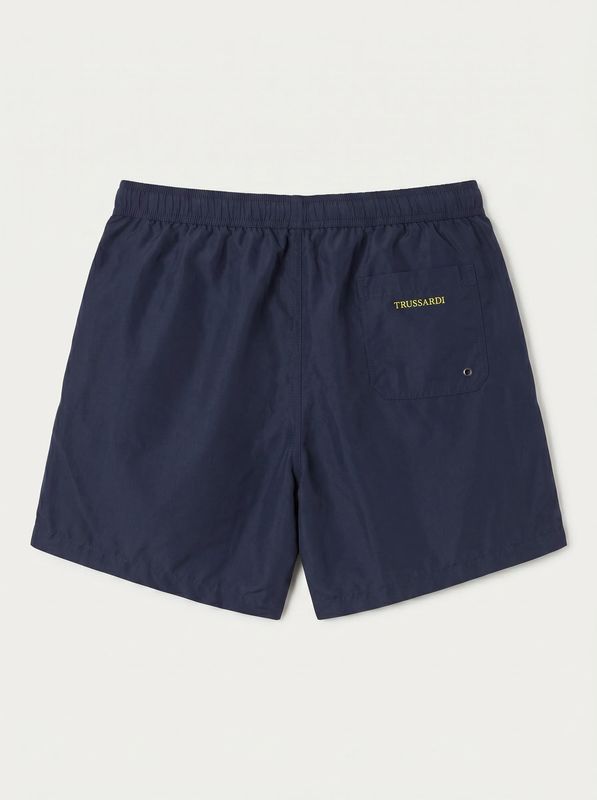 2. Solid color swimwear with side logo Blue Trussardi tru26mbm02