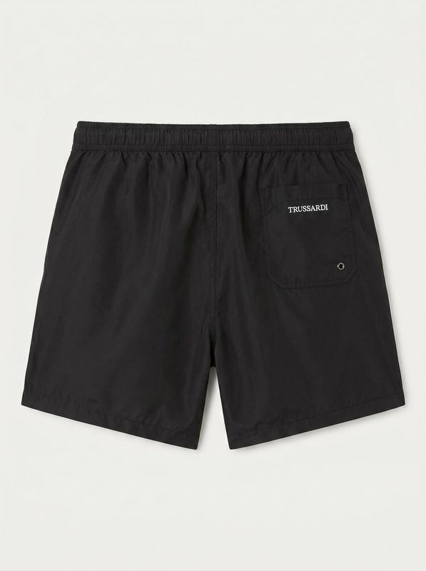 2. Solid color swimwear with side logo Black Trussardi tru26mbm02