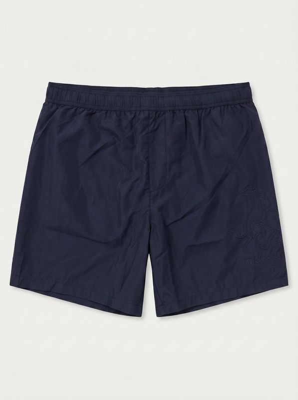 Solid color swimsuit with tone-on-tone logo Blue Trussardi