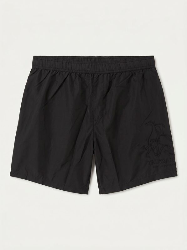 Solid color swimsuit with tone-on-tone logo Black Trussardi
