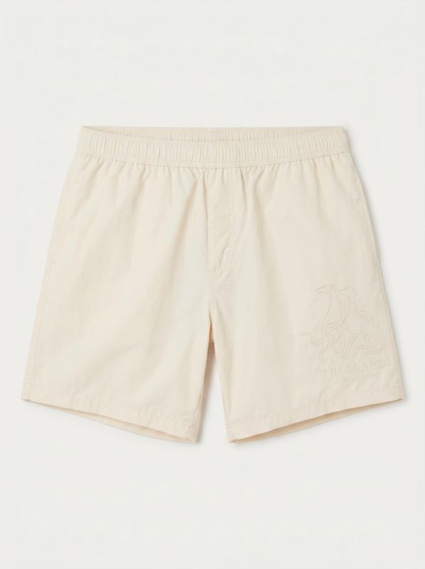 Solid color swimsuit with tone-on-tone logo Cream Trussardi