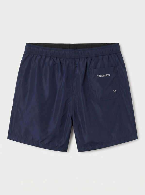 2. Solid color swimwear with side logo Blue Trussardi tru26mbm05