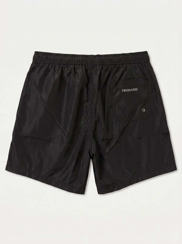 2. Solid color swimwear with side logo Black Trussardi tru26mbm05
