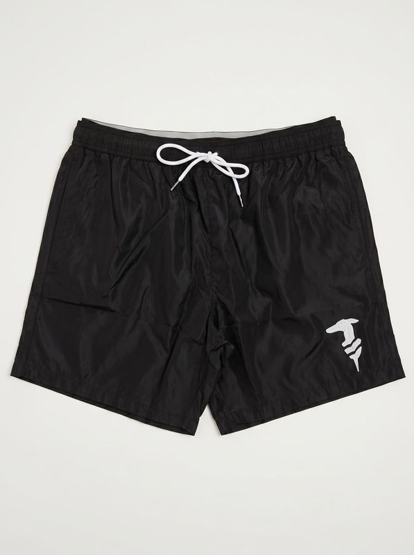 Solid color swimwear with side logo Black Trussardi