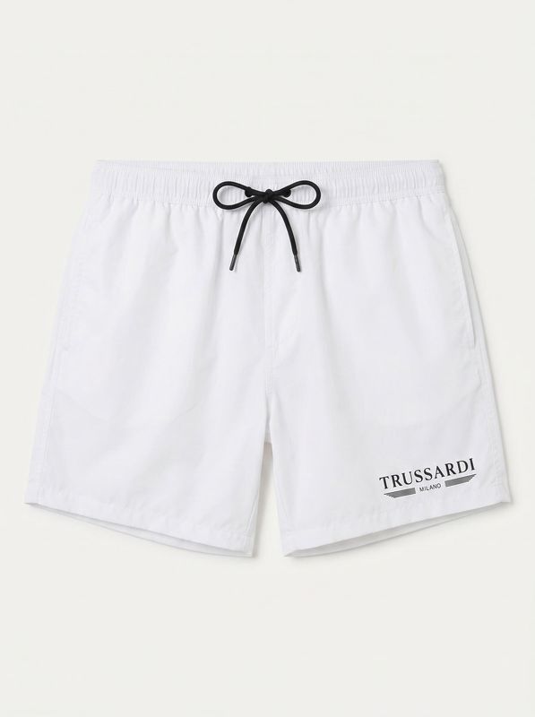 Solid color swimwear with side logo White Trussardi