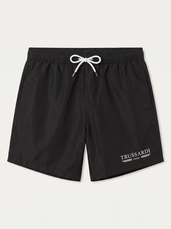 Solid color swimwear with side logo Black Trussardi
