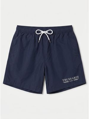 1. Solid color swimwear with side logo Blue