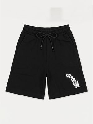1. Solid color Bermuda shorts with side logo Black
