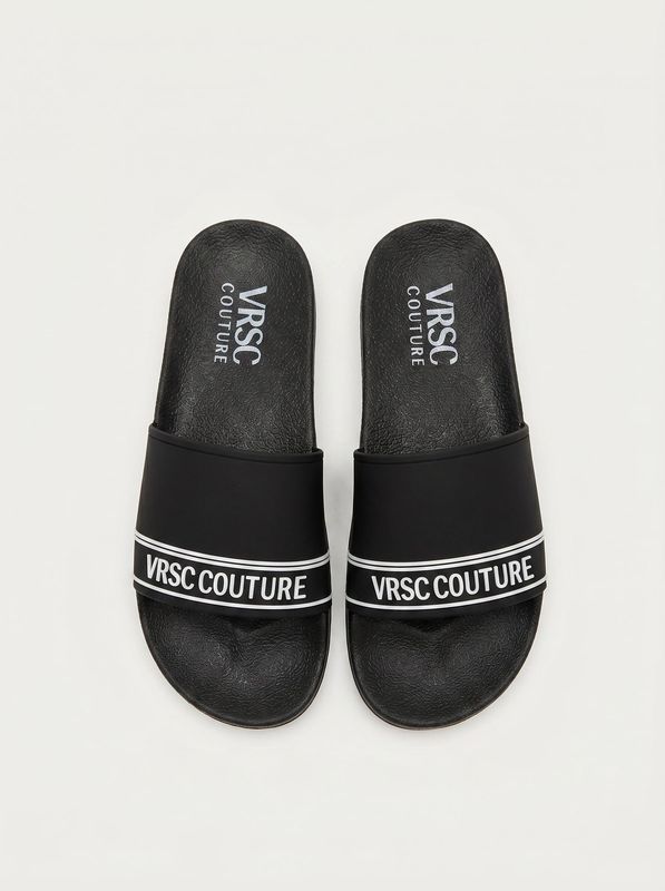 Slippers with band Black-White VRSC COUTURE