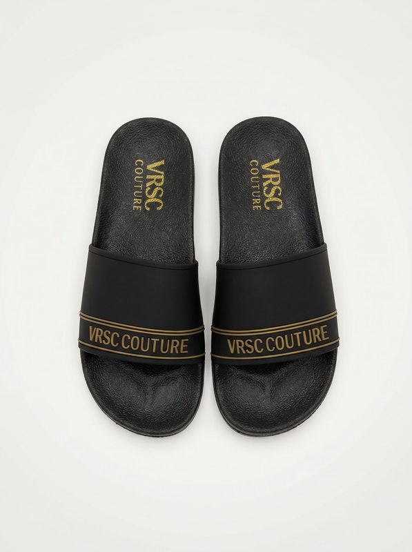 Slippers with band Black and Gold VRSC COUTURE