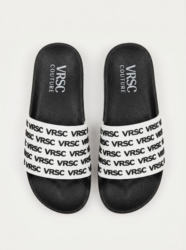 Slippers with band Black and White VRSC COUTURE