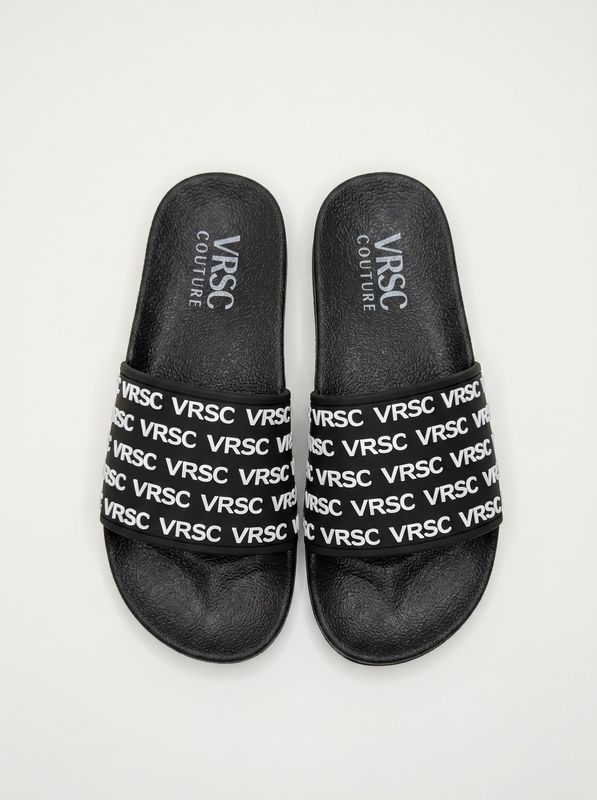 Slippers with band Black-White VRSC COUTURE