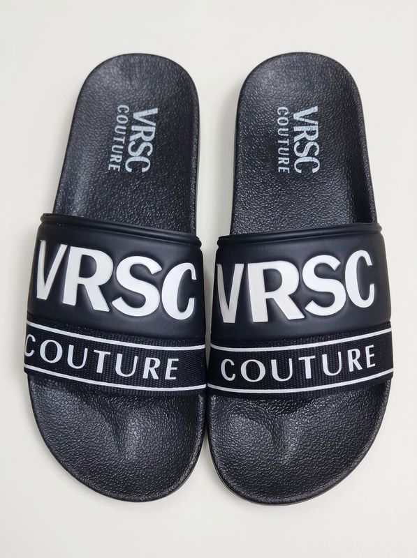 Slippers with band Black-White VRSC COUTURE