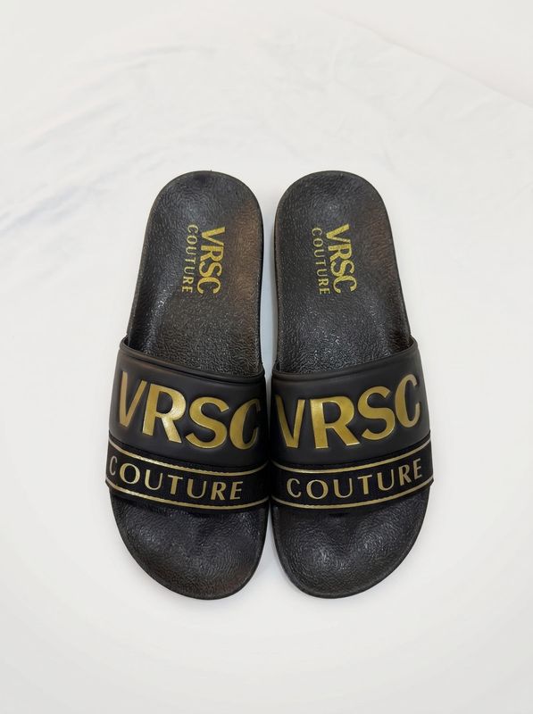 Slippers with band Black and Gold VRSC COUTURE