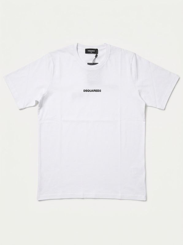 Solid color T-shirt with central logo White Dsquared
