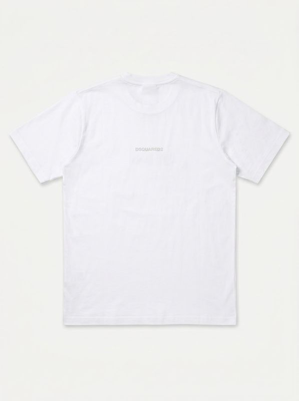 2. Solid color T-shirt with central logo White Dsquared dq2823